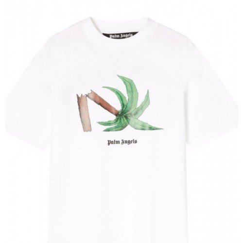TRICOU PALM ANGELS, Broken Palm Print, White