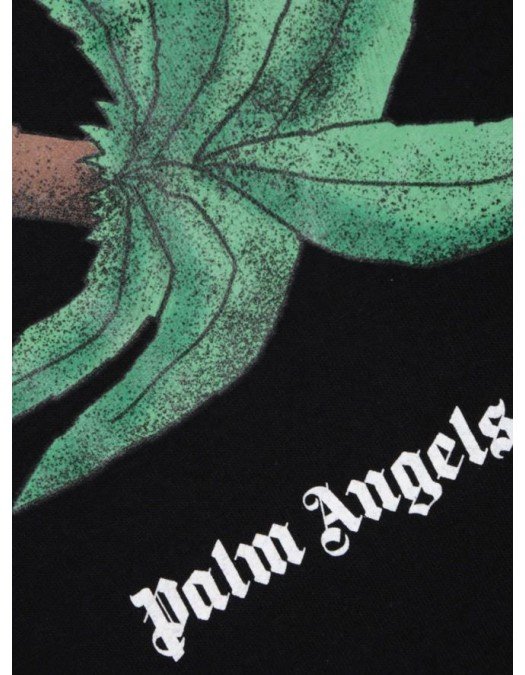 TRICOU PALM ANGELS, Broken Palm Print, Black - PMAA001S22JER0221055