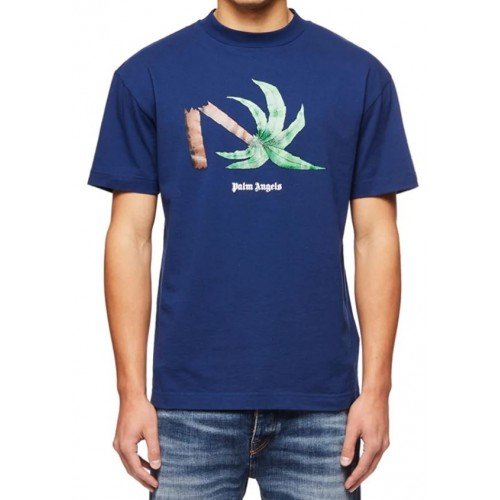 TRICOU PALM ANGELS, Broken Palm Print, Bleumarin