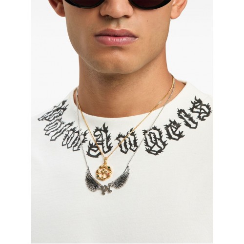 Tricou PALM ANGELS, Neck Logo Insert, White Tricou PALM ANGELS, Neck Logo Insert, White