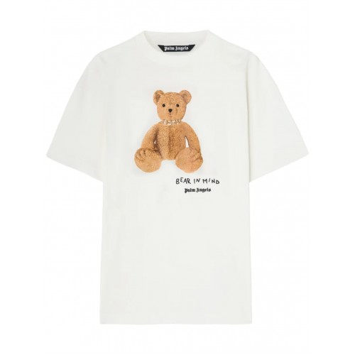 Tricou PALM ANGELS, Bear In Mind, Logo Print, White Tricou PALM ANGELS, Bear In Mind, Logo Print, White
