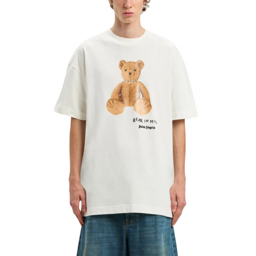 Tricou PALM ANGELS, Bear In Mind, Logo Print, White Tricou PALM ANGELS, Bear In Mind, Logo Print, White