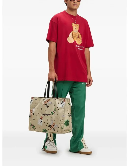 Tricou PALM ANGELS, Bear In Mind, Logo Print, Red - PMAA001S25JER0052560 Tricou PALM ANGELS, Bear In Mind, Logo Print, Red - PMAA001S25JER0052560