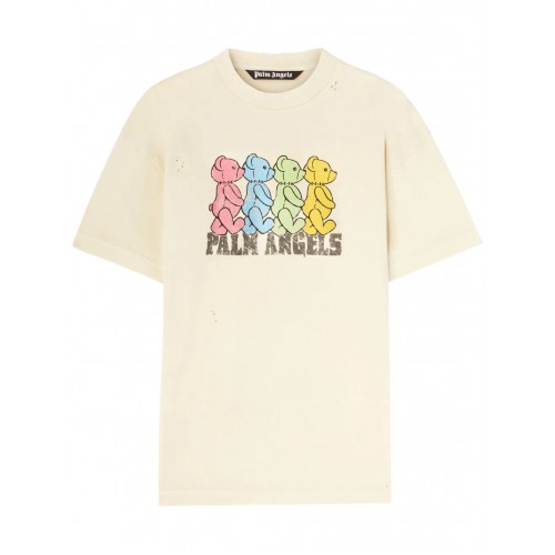 Tricou PALM ANGELS, Bear In Mind, Logo Print, White Ivory Tricou PALM ANGELS, Bear In Mind, Logo Print, White Ivory