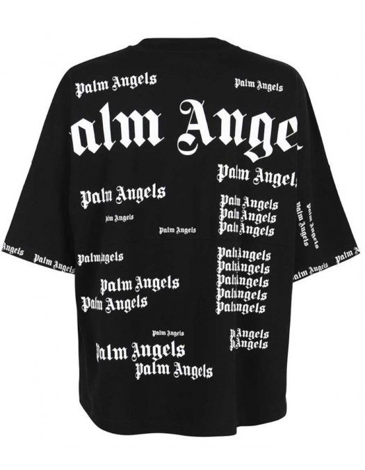 TRICOU PALM ANGELS, Logo All Over, Black Oversized - PMAA002C99JER0041001