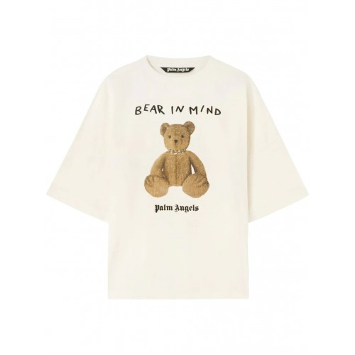 Tricou PALM ANGELS, Bear In Mind, Oversized, White Tricou PALM ANGELS, Bear In Mind, Oversized, White