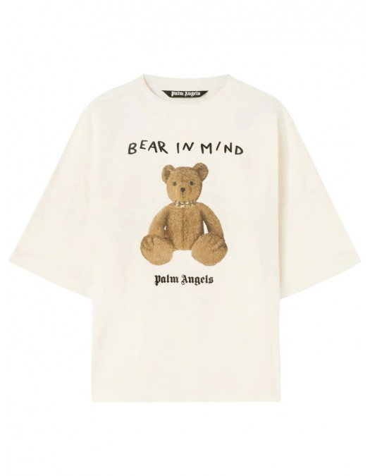 Tricou PALM ANGELS, Bear In Mind, Oversized, White - PMAA002F24JER0130360