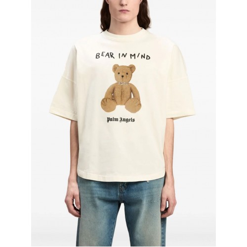 Tricou PALM ANGELS, Bear In Mind, Oversized, White Tricou PALM ANGELS, Bear In Mind, Oversized, White
