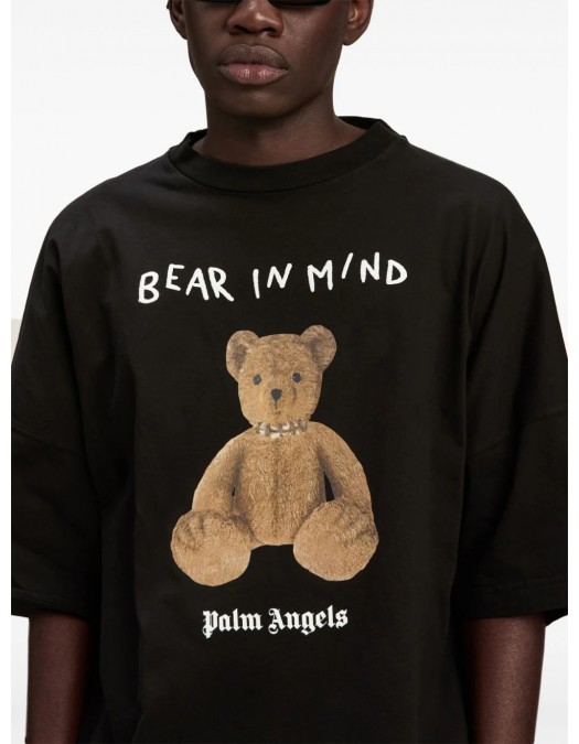 Tricou PALM ANGELS, Bear In Mind, Oversized, Black - PMAA002F24JER0131060