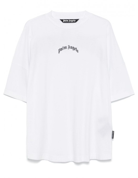 Tricou PALM ANGELS, Curved Front Logo, White - PMAA002S25JER0010310