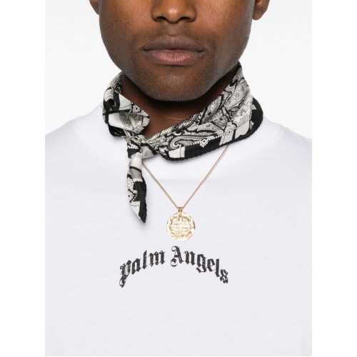 Tricou PALM ANGELS, Curved Front Logo, White Tricou PALM ANGELS, Curved Front Logo, White