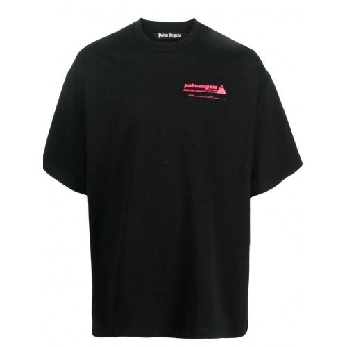 Tricou PALM ANGELS, Ski Club Print, Oversized, Negru