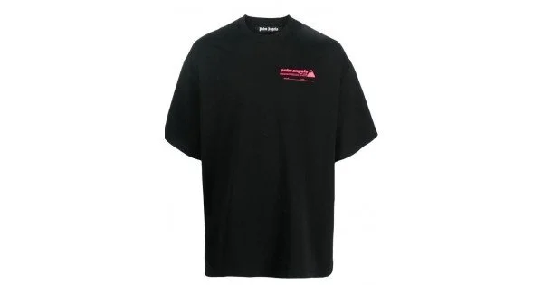 Tricou PALM ANGELS, Ski Club Print, Oversized, Negru