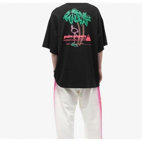 Tricou PALM ANGELS, Ski Club Print, Oversized, Negru