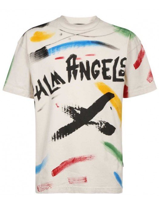 Tricou PALM ANGELS, Brush STROKES, Alb - PMAA072F22JER0010310