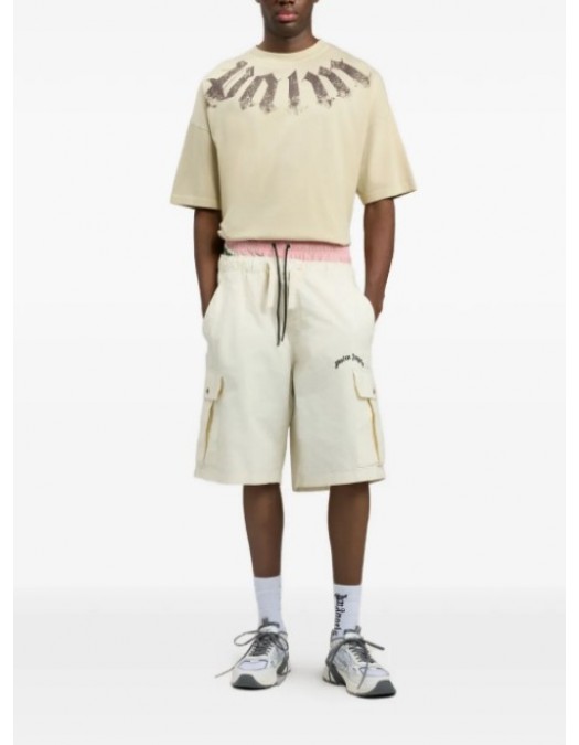 Tricou PALM ANGELS, logo oversized T-shirt, Beige - PMAA10DS26JER0026160