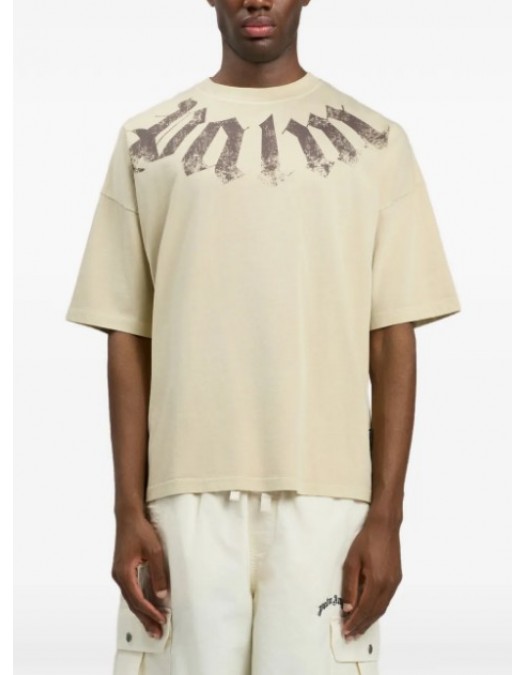 Tricou PALM ANGELS, logo oversized T-shirt, Beige - PMAA10DS26JER0026160