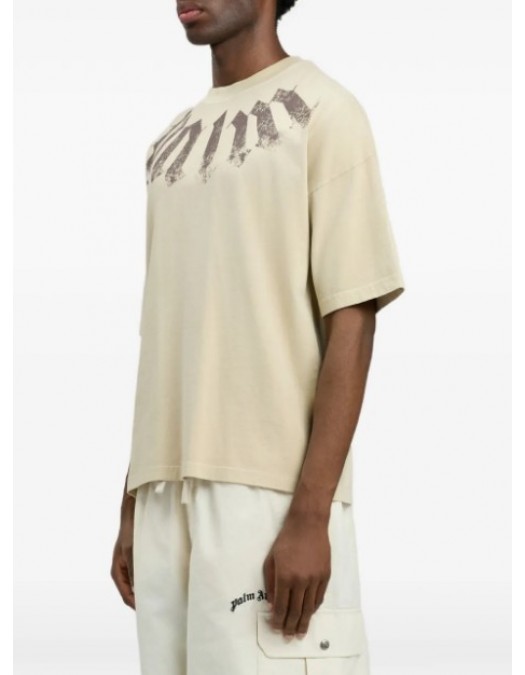 Tricou PALM ANGELS, logo oversized T-shirt, Beige - PMAA10DS26JER0026160