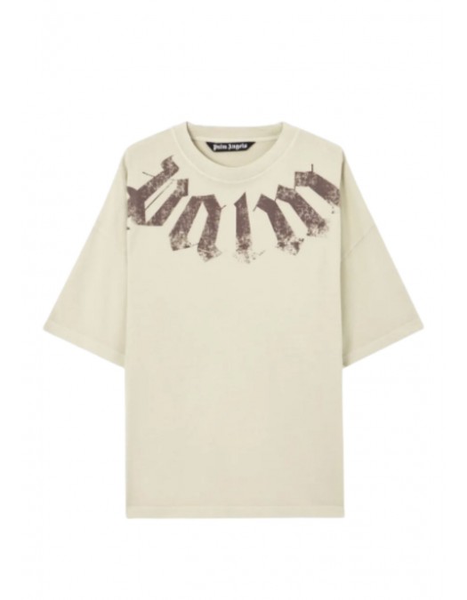 Tricou PALM ANGELS, logo oversized T-shirt, Beige - PMAA10DS26JER0026160