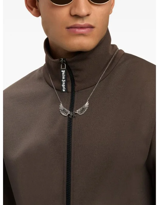 Hanorac PALM ANGELS, Contrast Band Track, Zip, Dark Brown - PMBD089S25FAB0011303 Hanorac PALM ANGELS, Contrast Band Track, Zip, Dark Brown - PMBD089S25FAB0011303
