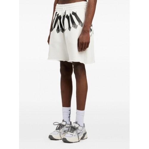 Pantaloni scurti PALM ANGELS, Big Waist Logo Sweatshorts, Alb