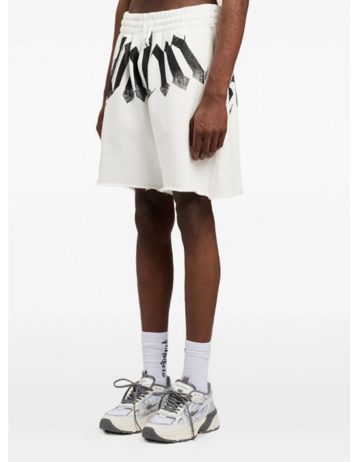 Pantaloni scurti PALM ANGELS, Big Waist Logo Sweatshorts, Alb - PMCI02CS26FLE0010310