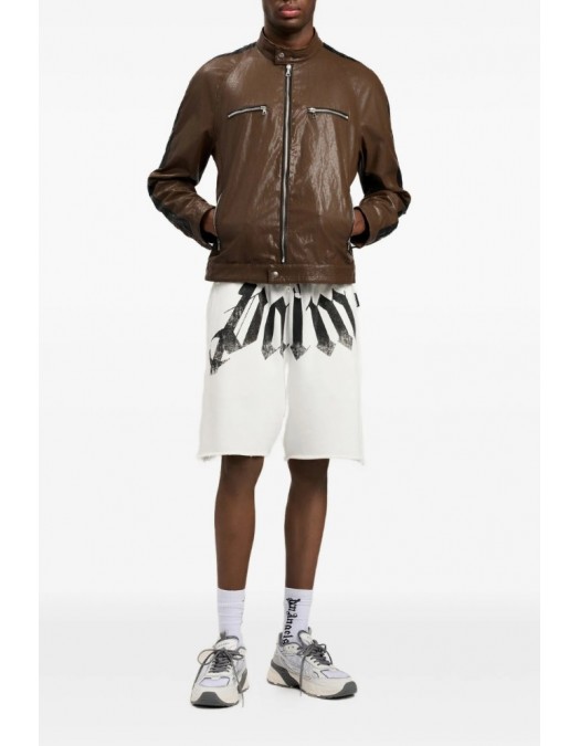 Pantaloni scurti PALM ANGELS, Big Waist Logo Sweatshorts, Alb - PMCI02CS26FLE0010310