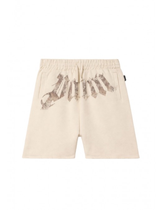 Bermude PALM ANGELS, logo atasat, White - PMCI02CS26FLE0016160