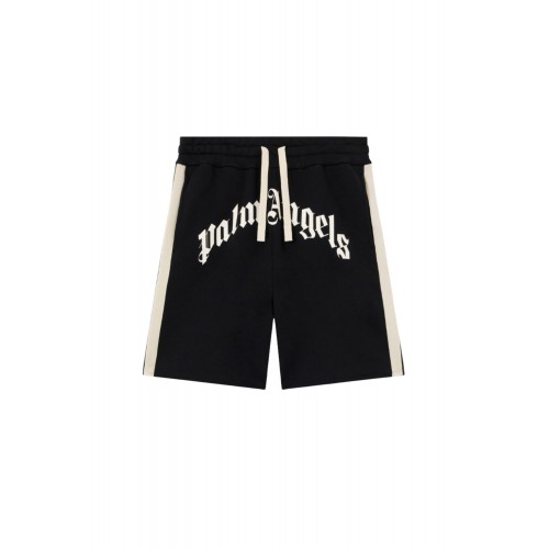 Pantaloni scurti PALM ANGELS, curved logo track shorts, Black