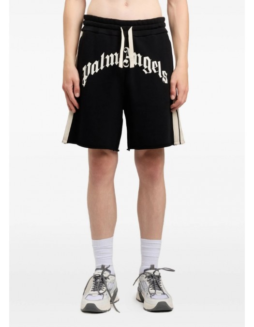 Pantaloni scurti PALM ANGELS, curved logo track shorts, Black - PMCI02DS26FLE0011003