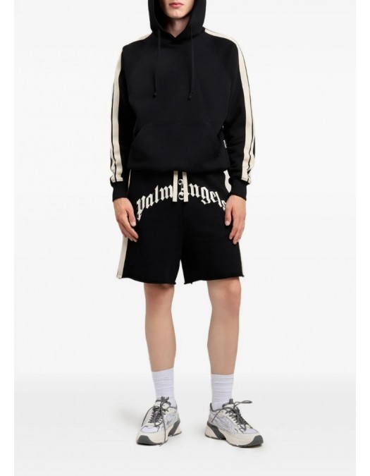 Pantaloni scurti PALM ANGELS, curved logo track shorts, Black - PMCI02DS26FLE0011003