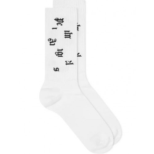 SOSETE  PALM ANGELS, Logo negru, Albe SOSETE  PALM ANGELS, Logo negru, Albe