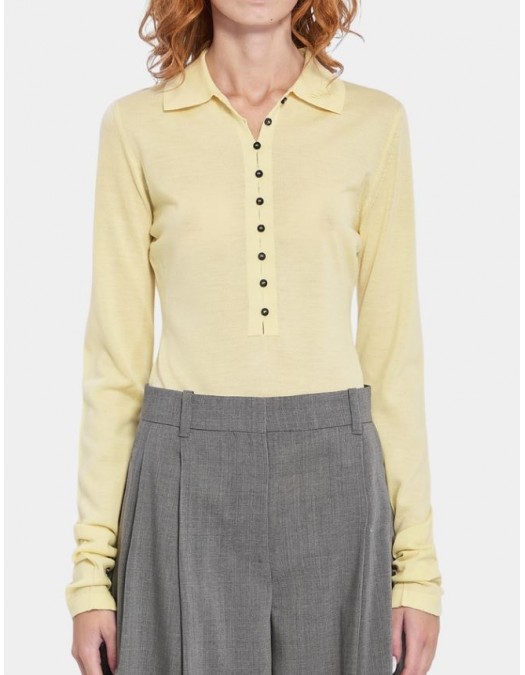 Bluza JACQUEMUS, Lana merino, Polo, Cream - POW00806AK00145205F