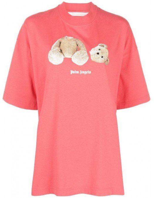 Tricou PALM ANGELS, Tedy Bear, Pink Oversized - PWAA017F22JER0043460