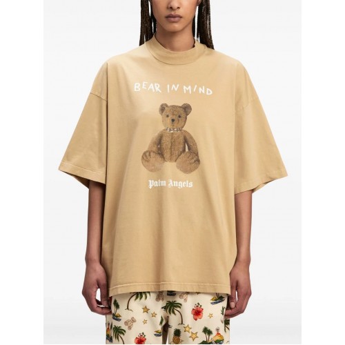 Tricou PALM ANGELS,  Embroidered Bear Motif, Brown Tricou PALM ANGELS,  Embroidered Bear Motif, Brown