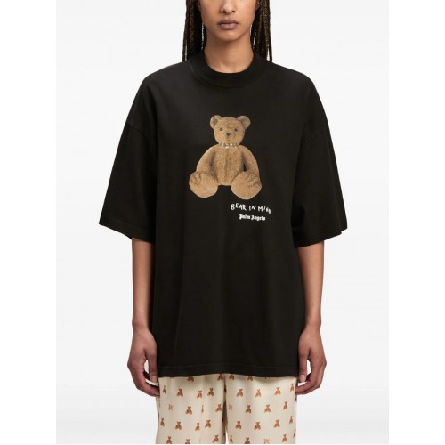 Tricou PALM ANGELS,  Embroidered Bear Motif, Black Tricou PALM ANGELS,  Embroidered Bear Motif, Black