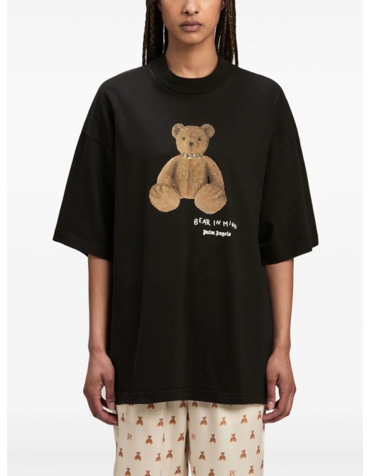 Tricou PALM ANGELS,  Embroidered Bear Motif, Black - PWAA017F24JER0061060