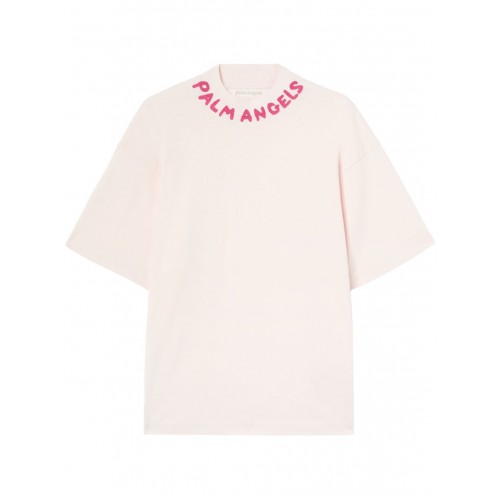 Tricou PALM ANGELS, Seasonal Neck Pink Logo, Light Pink Tricou PALM ANGELS, Seasonal Neck Pink Logo, Light Pink