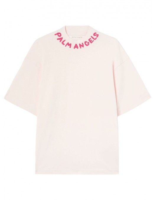 Tricou PALM ANGELS, Seasonal Neck Pink Logo, Light Pink - PWAA017S25JER0033C32