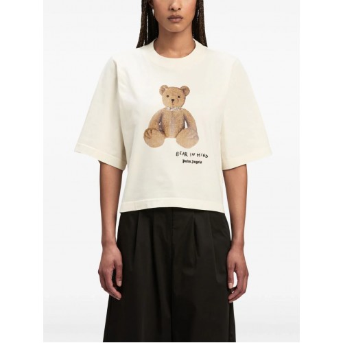 Tricou PALM ANGELS, Bear In Mind Print, Women, White Tricou PALM ANGELS, Bear In Mind Print, Women, White