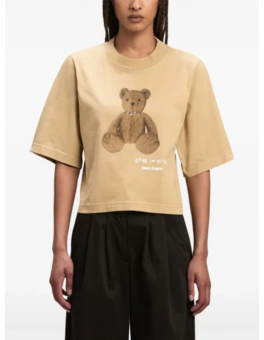 Tricou PALM ANGELS, Bear In Mind Print, Women, Brown - PWAA020F24JER0086260 Tricou PALM ANGELS, Bear In Mind Print, Women, Brown - PWAA020F24JER0086260