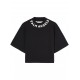 Tricou PALM ANGELS,  Seasonal Neck Logo, Crop Top, Black - PWAA020S25JER0031003