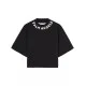 Tricou PALM ANGELS,  Seasonal Neck Logo, Crop Top, Black - PWAA020S25JER0031003