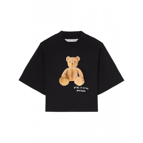 Tricou PALM ANGELS, Bear In Mind, Logo Print, Short, Women, Black Tricou PALM ANGELS, Bear In Mind, Logo Print, Short, Women, Black