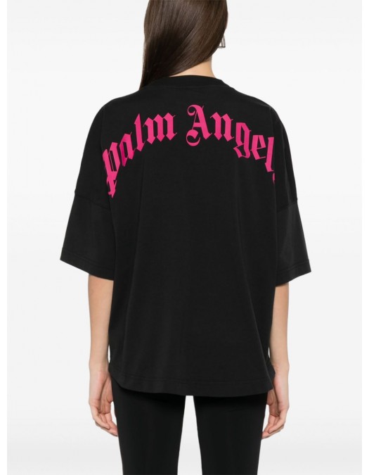 Tricou PALM ANGELS, Pink Frontal Neck Logo - PWAA023S25JER0021032