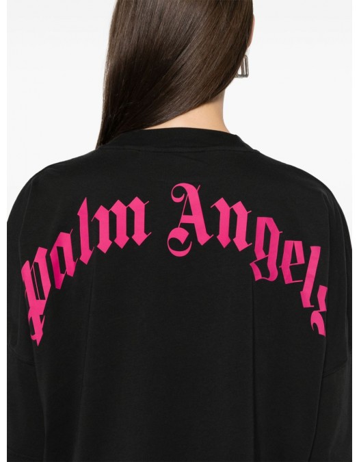 Tricou PALM ANGELS, Pink Frontal Neck Logo - PWAA023S25JER0021032