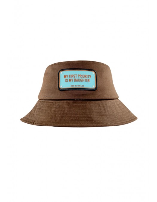 Palarie JOHN HATTER, MY FIRST PRIORITY IS MY DAUGHTER - BROWN - BUCKET HAT - R61134