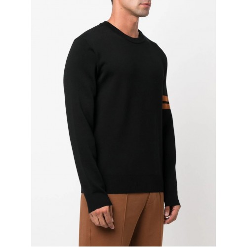 Pulover Zegna, Wool, Stripes Details, Black Pulover Zegna, Wool, Stripes Details, Black