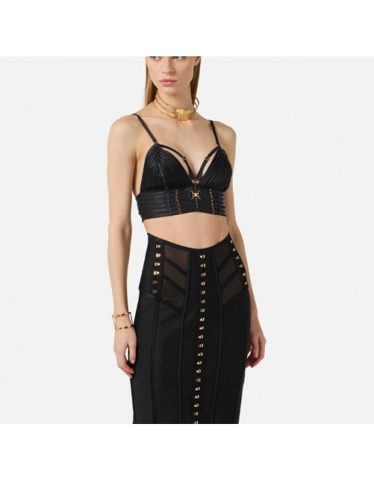 Top ELISABETTA FRANCHI, Tulle bra with elastic straps - RG00962E2110