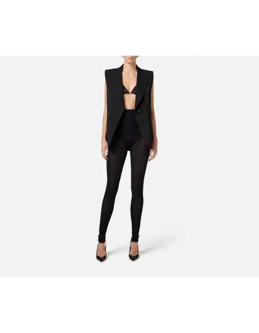 TOP ELISABETTA FRANCHI, Silk, Golden Jewel Logo, Black - RG01153E3110 TOP ELISABETTA FRANCHI, Silk, Golden Jewel Logo, Black - RG01153E3110
